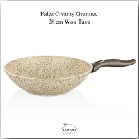 Falez Creamy Granitec 28 Cm Wok Tava Cre3021