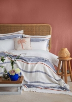 Çift Kişilik Cali İndigo Pamuk Yatak Örtüsü Nevresim Seti