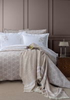 Çift Kişilik Crown Bej Timeless Yatak Örtüsü Nevresim Prime Set