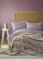 Çift Kişilik Lizbon Lila Yatak Örtülü Nevresimli Set