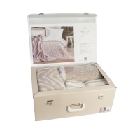 Çift Kişilik Londa Bej Timeless Yatak Örtüsü Nevresim Prime Set