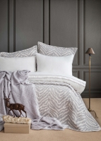 Çift Kişilik Londa Gri Timeless Yatak Örtüsü Nevresim Prime Set