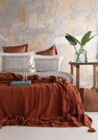 Çift Kişilik Stampino Terracotta Trikolu Battaniyeli Nevresim Takımı