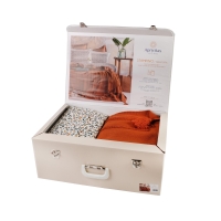 Çift Kişilik Stampino Terracotta Trikolu Battaniyeli Nevresim Takımı