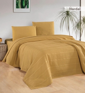 Kobyen Çift Kişilik 200x230 CM Pamuklu Hardal Pike