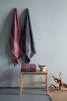 Lotus 90x150 CM 4'Lü Gül Kurusu/Koyu Gri Havlu Aile Seti